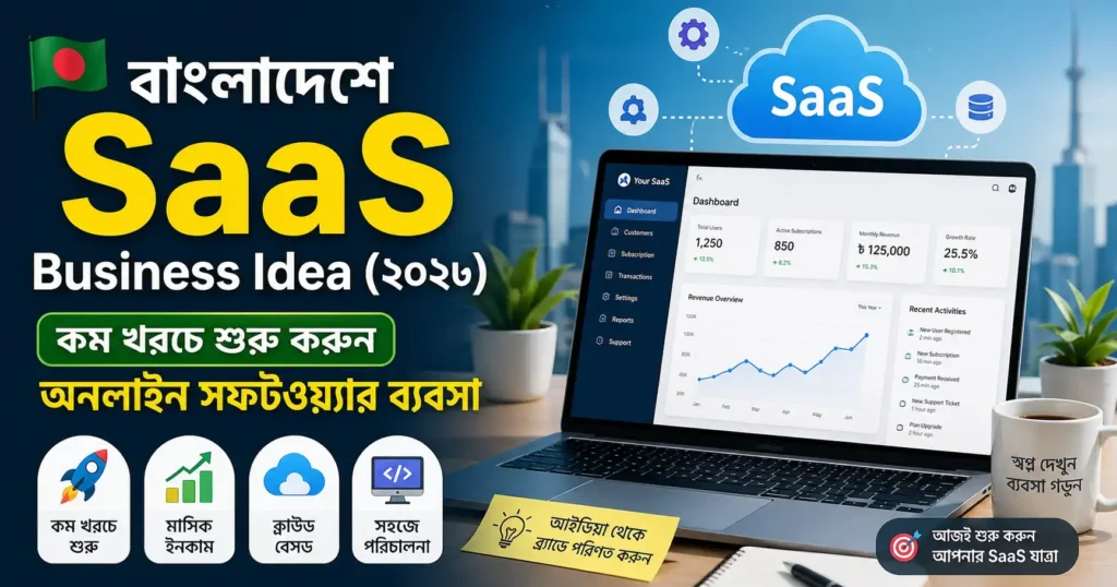 বাংলাদেশে SaaS Business Idea (২০২৬) – কম খরচে শুরু করুন অনলাইন সফটওয়্যার ব্যবসা